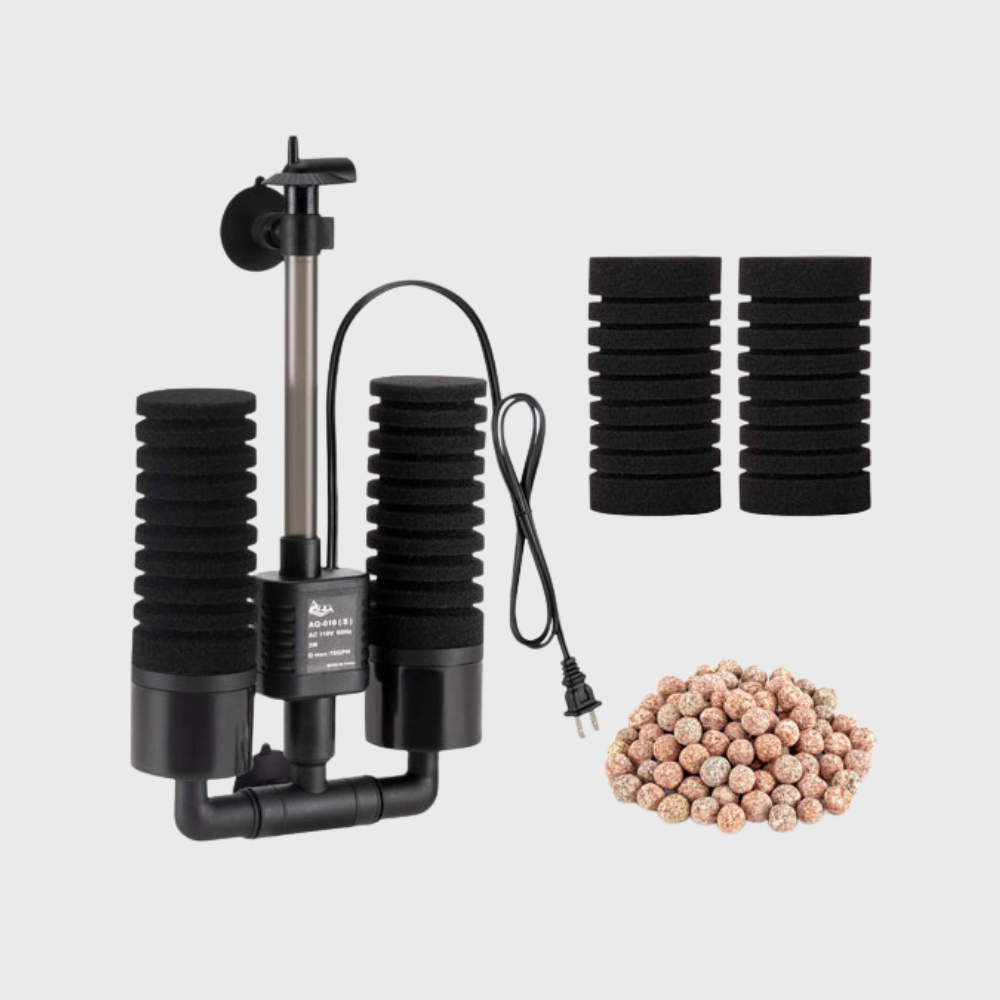 AQQA sponge filters are designed for efficient water purification and increasing dissolved oxygen, creating a healthy environment for fish, shrimp, and turtles.