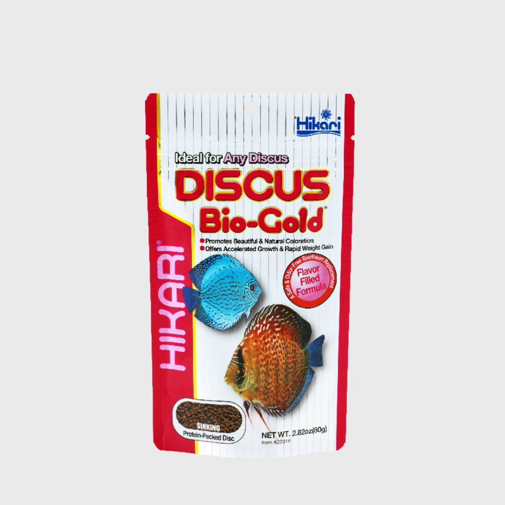 Hikari Discus Bio-Gold is a high-protein, slow-sinking pellet food specifically formulated as a daily diet for discus, angelfish, and other tropical fish that require higher protein levels.